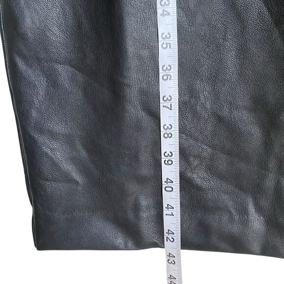 Spanx Faux Leather Midi Dress XL Black Sleeveless Minimalist Sexy Career Sheath - Picture 5 of 9